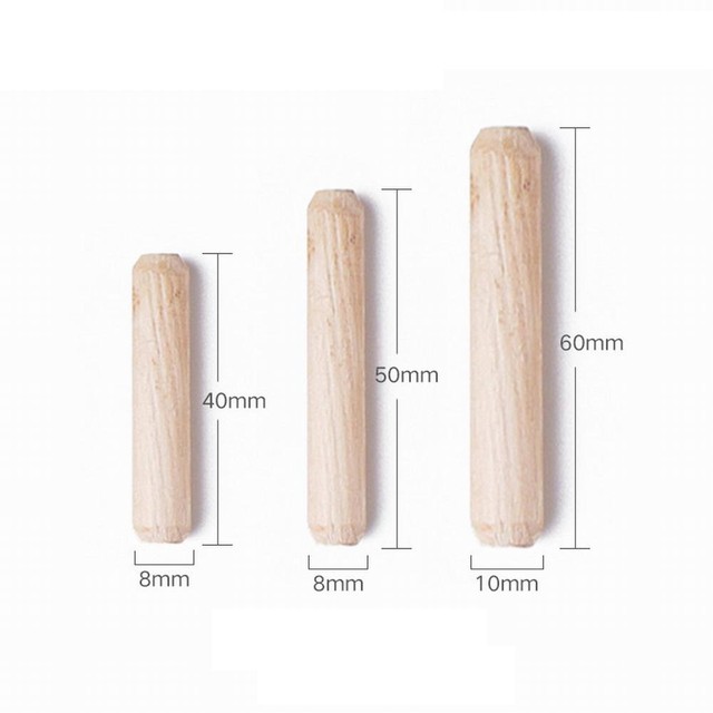 100pcs Wooden Dowels M6 M8 M10 6x40mm 8x40mm 8x50mm 10x60mm Hardwood  Chamfered Grooved Dowel Solid Wood Pins - Pins - AliExpress